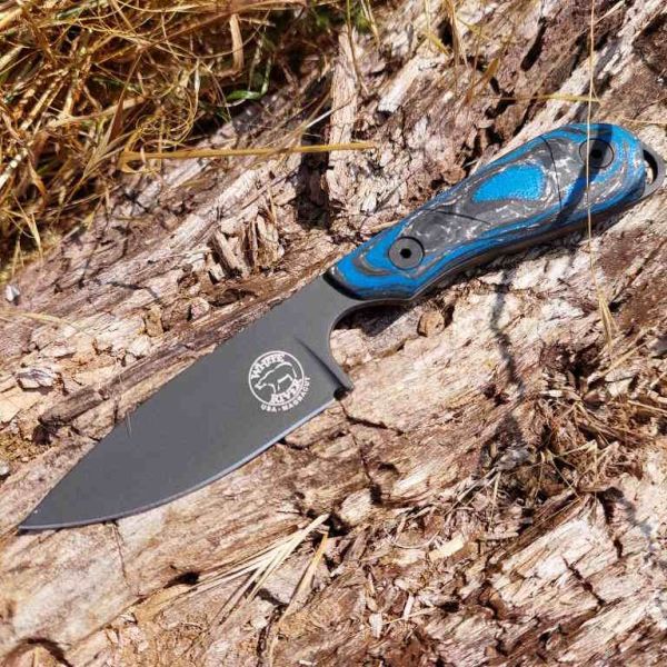 White River M1 Marbled CF/ Blue G10, Black, Limited Edition 2023